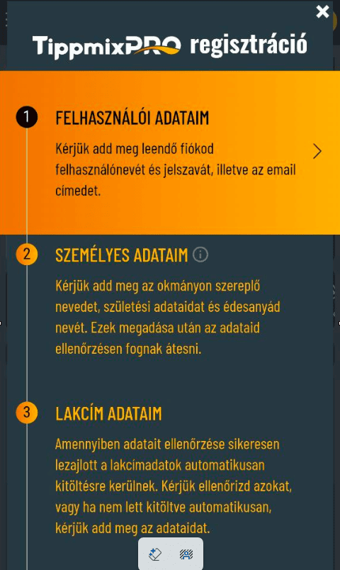 A regisztráció folyamata